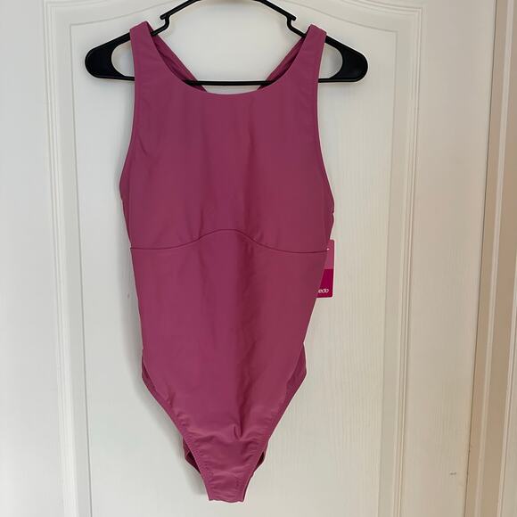 Speedo Solid High Neck One Piece Sz L - Picture 3 of 8